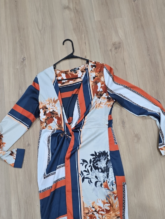 Fashion Nova Dresses & Skirts - Fashion Nova Navy, Orange & White Floral Wrap Dress